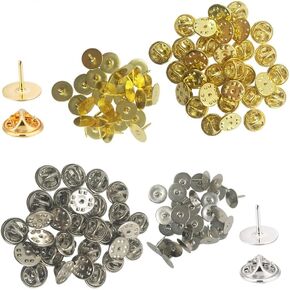 YuCool 120 Pairs Butterfly Clutch Pin Backs for Crafts - Nickel-Plated Brass Tie Tacks, Jewelry & Badge Making Kit (60 Silver + 60 Gold) | 8mm x 4mm Durable Metal Clasps in Kuwait