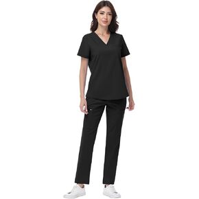 niaahinn Women's Scrub Set - V-Neck Medical Uniforms with Stretch Fabric & Zipper Pockets in Saudi Arabia