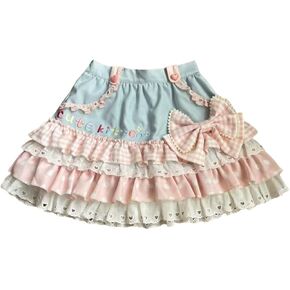 Womens Lolita Ruffled Bow Lace Skirt Kawaii Cute Pleated Cake Skirts A-Line Tiered Harajuku Zip Up Mini Dress in Saudi Arabia