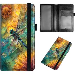 Soft Leather Checkbook Cover for Personal Checkbook, Women RFID Check Book Holder with Pen Holder & Card Holder with Divider - Dragonfly in Saudi Arabia
