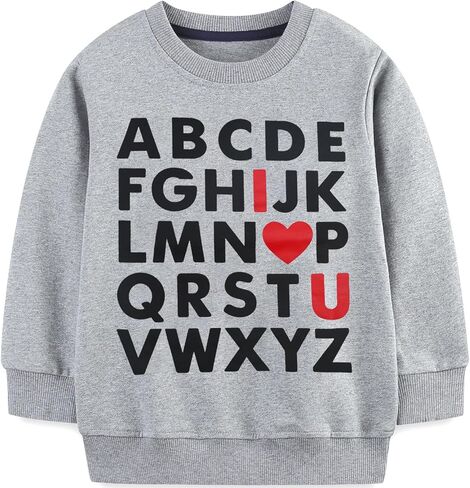 Toddler Boy Girl Sweatshirt ABC Alphabet I Love U Valentine Day Outfit Kids Heart Long Sleeve Shirts 2-7 Years in Saudi Arabia
