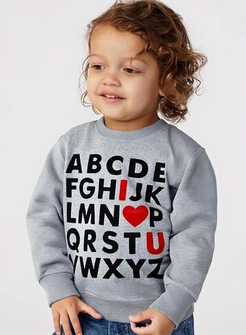 Toddler Boy Girl Sweatshirt ABC Alphabet I Love U Valentine Day Outfit Kids Heart Long Sleeve Shirts 2-7 Years in Saudi Arabia