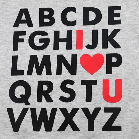 Toddler Boy Girl Sweatshirt ABC Alphabet I Love U Valentine Day Outfit Kids Heart Long Sleeve Shirts 2-7 Years in Saudi Arabia