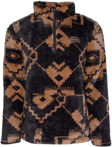 Youth Aztec Fleece Pullover Black/Tan by Hooey in Saudi Arabia