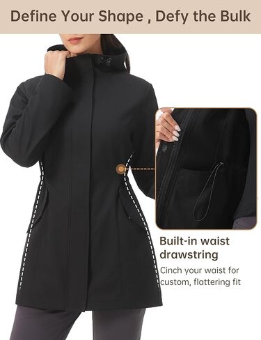 سترات HOTSUIT للنساء معاطف خريف مبطنة بالصوف 2025 سترة واقية معطف طويل للمشي في الهواء الطلق in Kuwait