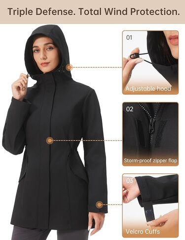 سترات HOTSUIT للنساء معاطف خريف مبطنة بالصوف 2025 سترة واقية معطف طويل للمشي في الهواء الطلق in Kuwait