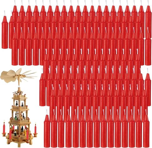 Nuanchu 200 Pcs Christmas Pyramids Candles 2.91 x 0.55 Inches Traditional Christmas Wax Candles for Carousel Xmas Tree Cake Holiday Seasonal Celebration Decoration 1.5 Hour Burn Time in Saudi Arabia