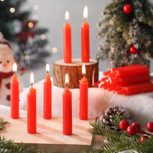 Nuanchu 200 Pcs Christmas Pyramids Candles 2.91 x 0.55 Inches Traditional Christmas Wax Candles for Carousel Xmas Tree Cake Holiday Seasonal Celebration Decoration 1.5 Hour Burn Time in Saudi Arabia