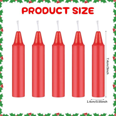 Nuanchu 200 Pcs Christmas Pyramids Candles 2.91 x 0.55 Inches Traditional Christmas Wax Candles for Carousel Xmas Tree Cake Holiday Seasonal Celebration Decoration 1.5 Hour Burn Time in Saudi Arabia