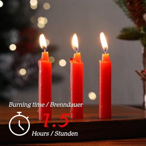 Nuanchu 200 Pcs Christmas Pyramids Candles 2.91 x 0.55 Inches Traditional Christmas Wax Candles for Carousel Xmas Tree Cake Holiday Seasonal Celebration Decoration 1.5 Hour Burn Time in Saudi Arabia