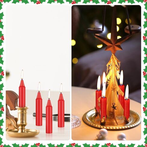 Nuanchu 200 Pcs Christmas Pyramids Candles 2.91 x 0.55 Inches Traditional Christmas Wax Candles for Carousel Xmas Tree Cake Holiday Seasonal Celebration Decoration 1.5 Hour Burn Time in Saudi Arabia