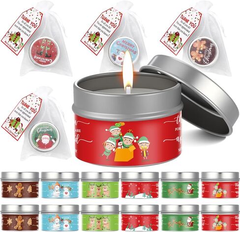 Treela 24 Set Christmas Gifts for Employees Thank You Gift Scented Candles Bulk for Coworker Soy Wax Candles with Organza Bag and Appreciation Card for Team Staff Nurse Teacher Volunteers Xmas Party in Saudi Arabia