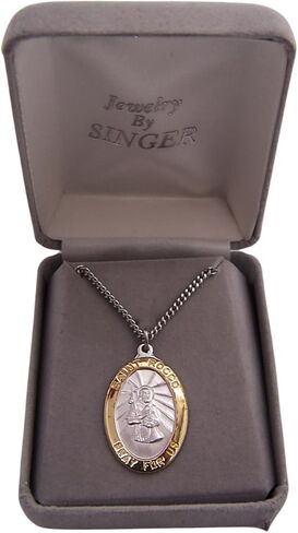 Wowser Sterling Silver Two Tone Oval Saint Rocco Medal Pendant, 1 Inch in Saudi Arabia