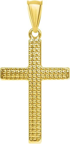 Jewelry America 14k Yellow Gold Polished and Textured Religious Latin Cross Pendant in Saudi Arabia