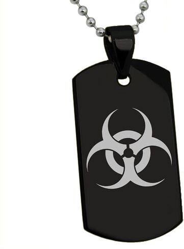 Stainless Steel Biohazard Symbol Dog Tag Pendant Necklace in Saudi Arabia