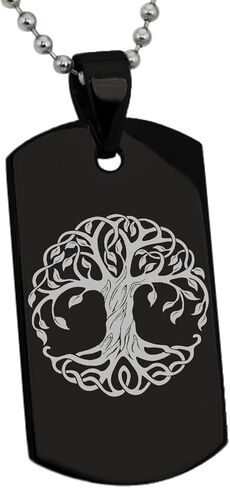 Stainless Steel Celtic Knot Tree of Life Symbol Dog Tag Pendant Necklace in Saudi Arabia