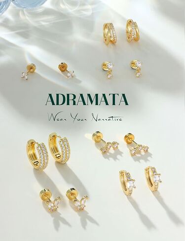 ADRAMATA Hypoallergenic Gold Earrings Stack for Women - 7Pairs Surgical Steel Small Chunky Huggie Hoops & Flat Back Stud Earrings Set Silver Cartilage Jewelry Trendy Christmas Stocking Stuffer Gifts in Saudi Arabia