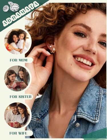 ADRAMATA Hypoallergenic Gold Earrings Stack for Women - 7Pairs Surgical Steel Small Chunky Huggie Hoops & Flat Back Stud Earrings Set Silver Cartilage Jewelry Trendy Christmas Stocking Stuffer Gifts in Saudi Arabia