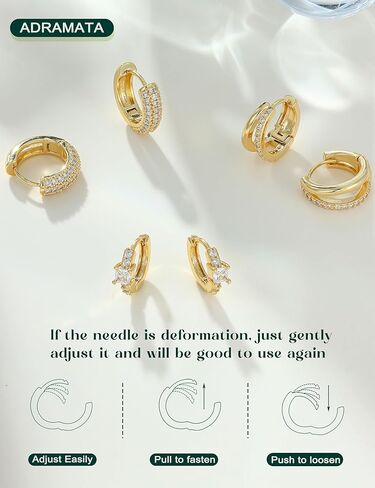 ADRAMATA Hypoallergenic Gold Earrings Stack for Women - 7Pairs Surgical Steel Small Chunky Huggie Hoops & Flat Back Stud Earrings Set Silver Cartilage Jewelry Trendy Christmas Stocking Stuffer Gifts in Saudi Arabia