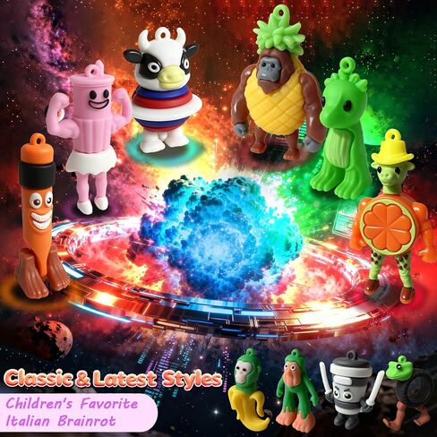 36 PCS Italian Brainrot Toys - Tralalero Tralala Tung Tung Tung Sahur Ballerina Capuchina Action Figures, Collectible Brain Rot Meme Figurine Keychain Birthday Gift Party Favors for Kids Fans in Saudi Arabia