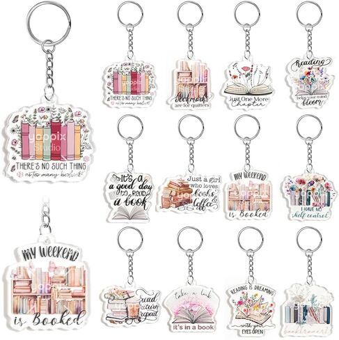 YOPPIX 12/24 قطعة سلسلة مفاتيح لمحبي الكتب، هدايا مضحكة تحت عنوان الكتب للقراء، هدايا حفلات نادي الكتب، هدية عيد ميلاد in Kuwait