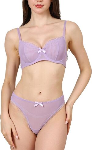 Sexy Mesh Sheer Push Up Lingerie Set for Women Bra and Panty 2 Piece in Saudi Arabia