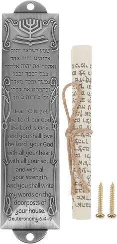Uonlytech Mezuzah للباب مع التمرير اليهودية Mezuzah ديكور 10 وصايا لوحة معدنية نعمة زخرفة للمنزل والمكتب in Kuwait