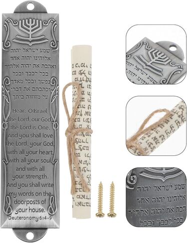 Uonlytech Mezuzah للباب مع التمرير اليهودية Mezuzah ديكور 10 وصايا لوحة معدنية نعمة زخرفة للمنزل والمكتب in Kuwait