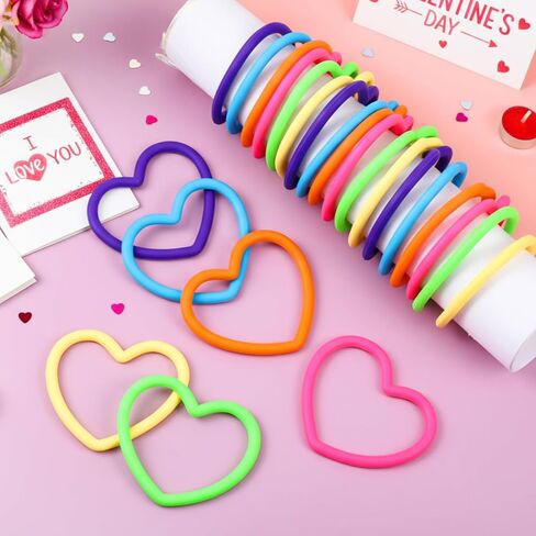 Vinsot 24 Pcs Heart Shaped Bracelets Silicone Heart Bracelets 3 Colors Love Rubber Wristbands Accessories Wedding Party Favors in Kuwait
