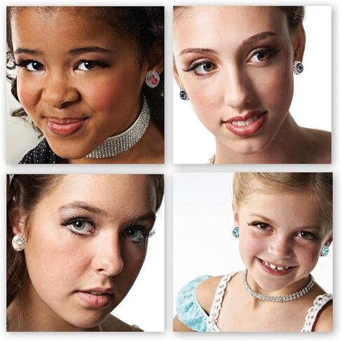 | Colorful Rhinestone Clip On Earrings for Dance, Pageant, Prom, Performance, Wedding, or Special Event in Saudi Arabia