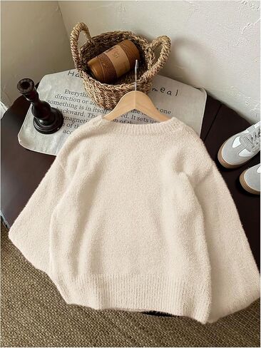 MakeMeChic Girl's Star Print Crew Neck Sweater Long Sleeve Knitted Cute Pullover Tops in Saudi Arabia