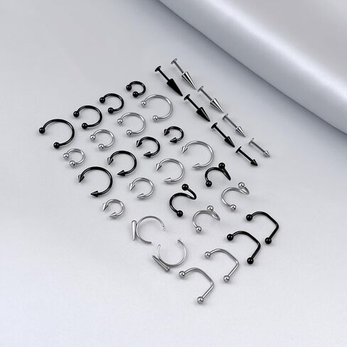 Lip Rings 16G Snake Bite Piercing Labret Jewelry Monroe Lip Barbell Ring Spike Nose Stud Spiral Piercing Vampire Fangs Lip Cuff Stainless Steel Vertical Helix Jewelry for Women Men in Saudi Arabia