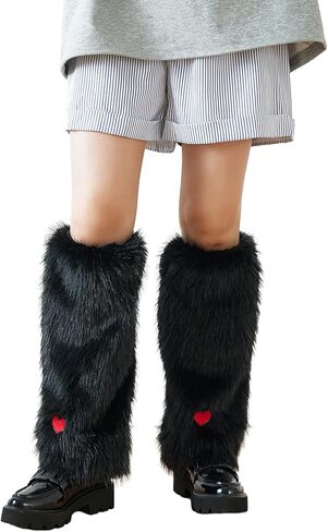 Women Faux Fur Leg Warmers Furry Fuzzy Winter Boot Cuffs Cover in Saudi Arabia
