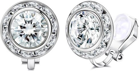 Clip on Dance Earrings for Women Crystal Halo Rhinestone Earrings for Competitions Performance Stage Wedding Party in Saudi Arabia