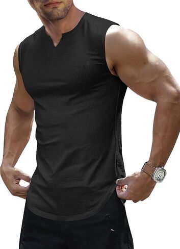 JMIERR Men's Ribbed Tank Tops Knit Sleeveless Workout T Shirt Muscle Gym Fitness Tee in Saudi Arabia