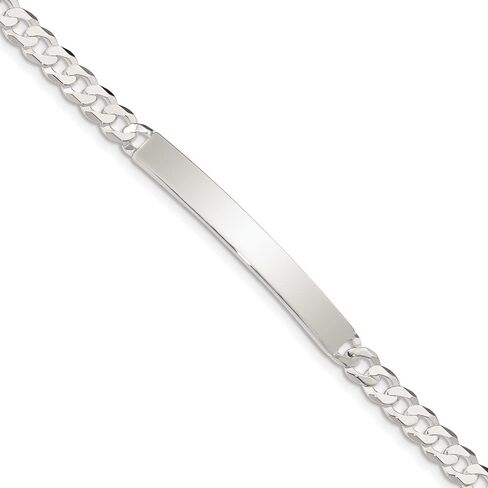 Polished Engravable Personalized Custom 925 Sterling Silver Curb Link ID Bracelet For Men or Women Length 7.5 inches Width 5 mm With Lobster Claw Clasp in Saudi Arabia