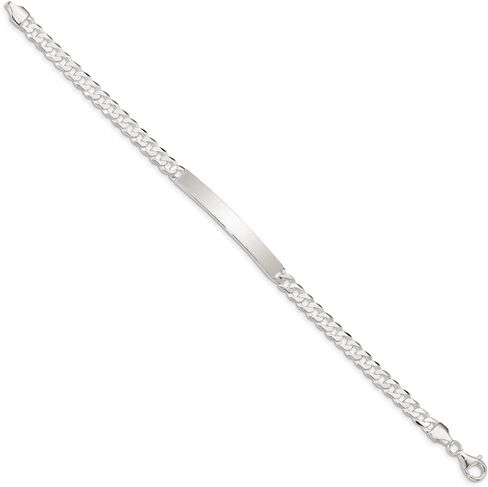 Polished Engravable Personalized Custom 925 Sterling Silver Curb Link ID Bracelet For Men or Women Length 7.5 inches Width 5 mm With Lobster Claw Clasp in Saudi Arabia