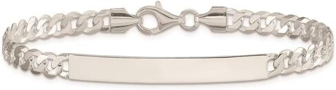Polished Engravable Personalized Custom 925 Sterling Silver Curb Link ID Bracelet For Men or Women Length 7.5 inches Width 5 mm With Lobster Claw Clasp in Saudi Arabia