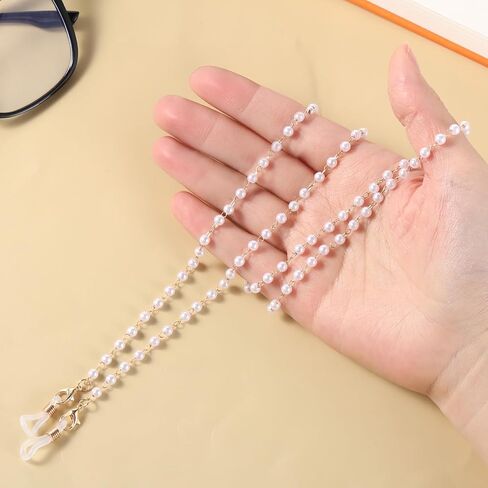 سلسلة نظارات لؤلؤية للنساء، نظارات سيدة عجوز لعيد الميلاد، سلاسل نظارات شمسية مطرزة، قلادة حامل سلسلة نظارات لؤلؤية (لا يتضمن الزجاج) in Kuwait