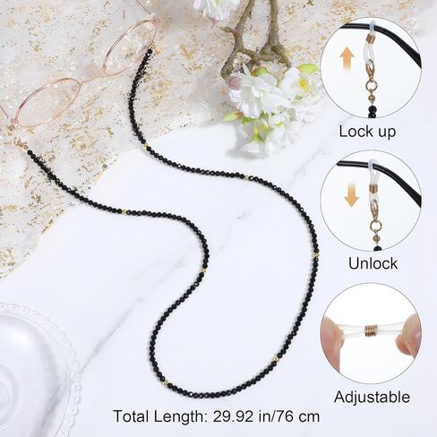 Crystal Eyeglass Chain，Beaded Chain Necklace for Glasses Women Eyeglasses Holder Necklace for Women Kids Men Elegant Sunglasses Strap with Loop Designer Eyeglass Accessories in Kuwait