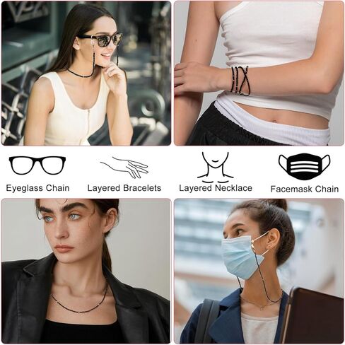Crystal Eyeglass Chain，Beaded Chain Necklace for Glasses Women Eyeglasses Holder Necklace for Women Kids Men Elegant Sunglasses Strap with Loop Designer Eyeglass Accessories in Kuwait