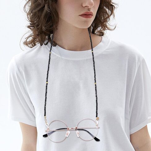 Crystal Eyeglass Chain，Beaded Chain Necklace for Glasses Women Eyeglasses Holder Necklace for Women Kids Men Elegant Sunglasses Strap with Loop Designer Eyeglass Accessories in Kuwait