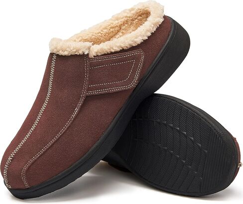 Men's Suede Leather House Slippers Arch Support Non Slip (Size:US 8-US 14.5) in Kuwait