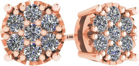 أقراط مرصعة بالألماس من ألماس CVD Lab Grown Diamonds الصلبة عيار 14 قيراط وسلة فضية، 7 أو 9 مجموعات حجرية in Saudi Arabia