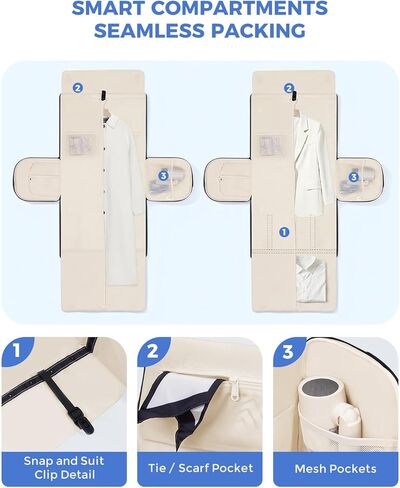 WANDF Convertible Garment Bags for Travel with Wet Pocket Carry on Garment Duffle Bag 2 in 1 Puffy Hanging Clothes Travel Bags with Shoe Compartment for Airplanes Business Weekend Gym Wedding (Black) in Saudi Arabia