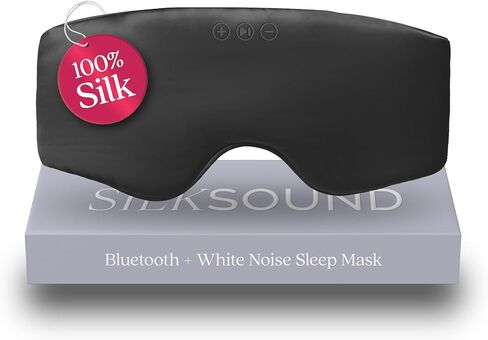 SilkSound 100% Mulberry Silk Bluetooth Sleep Mask, Skin-Friendly Sleeping Eyemask with Bluetooth Headphones, Sleep Gifts for Women, Silk Eye Mask Headband Headphones for Sleeping Side Speakers in Saudi Arabia