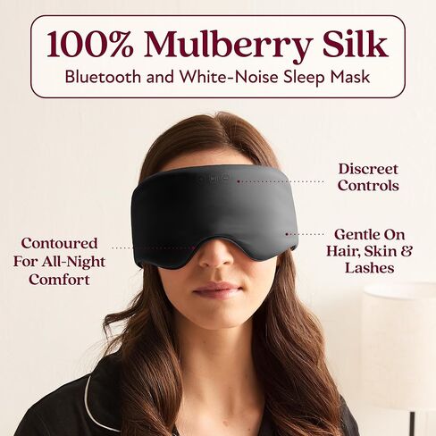 SilkSound 100% Mulberry Silk Bluetooth Sleep Mask, Skin-Friendly Sleeping Eyemask with Bluetooth Headphones, Sleep Gifts for Women, Silk Eye Mask Headband Headphones for Sleeping Side Speakers in Saudi Arabia
