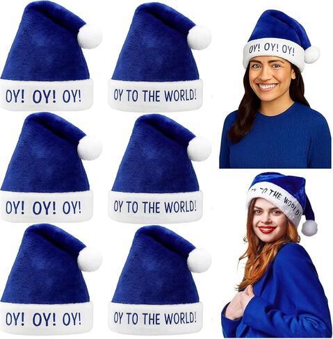 Tarpop 6 Pcs Hanukkah Chanukah Christmas Party Decor Blue Christmas Hats for Men Women Party Costume Accessories Holiday Gift in Saudi Arabia