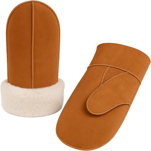 Women's Sheepskin Fur Mittens – LWG Certified Premium Shearling Leather Warm Cold Weather Winter Gloves in Saudi Arabia