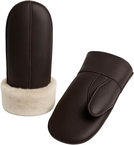Women's Sheepskin Fur Mittens – LWG Certified Premium Shearling Leather Warm Cold Weather Winter Gloves in Saudi Arabia